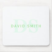 名前モダンとモノグラム |緑と白 マウスパッド (正面)