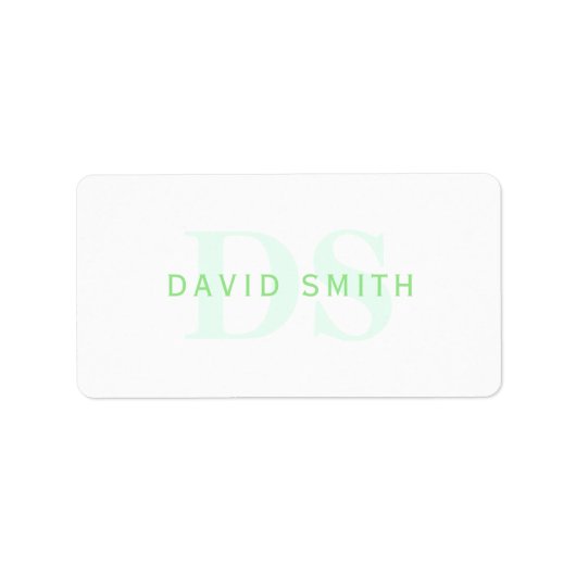 名前モダンとモノグラム |緑と白 ラベル (正面)
