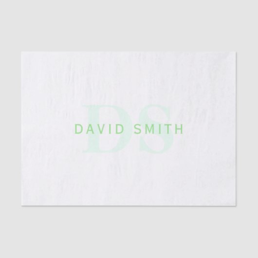 名前モダンとモノグラム |緑と白 薄葉紙 (正面)