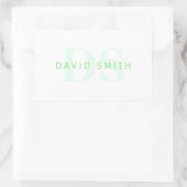 名前モダンとモノグラム |緑と白 長方形シール (バッグ)