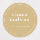 名前モダンと電話番号の防水 ラベル (デザイン1)