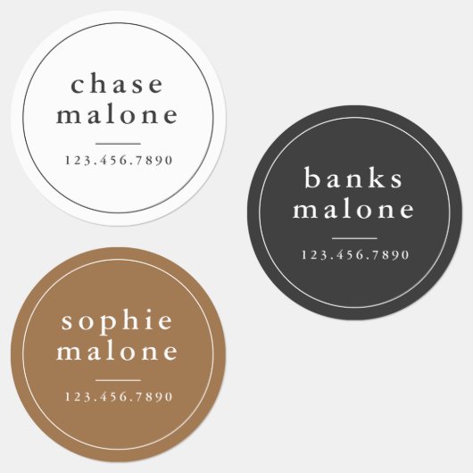 名前モダンと電話番号キッズスクールサプライ ラベル (グループ)