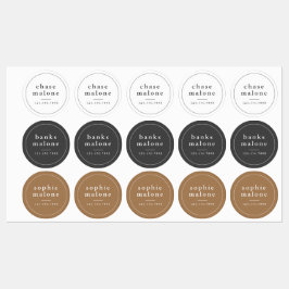 名前モダンと電話番号キッズスクールサプライ ラベル