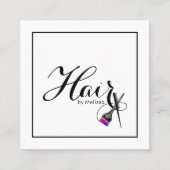 名前モダンによるヘアQRコードソーシャルメディア白 スクエア名刺 (正面)