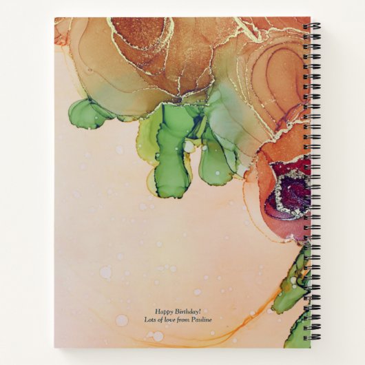 名前モダンの付いた素朴抽象芸術フローラ ノートブック (裏面)