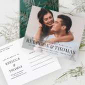 名前モダンの入力シンプル写真結婚の インビテーションポストカード