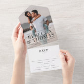 名前モダンの入力シンプル写真結婚の オールインワン招待状 (貼ってはがせる)