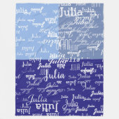 名前モダンの青いパターンの幾何学的な色調 フリースブランケット (正面)