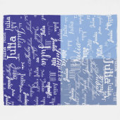 名前モダンの青いパターンの幾何学的な色調 フリースブランケット (正面(横))