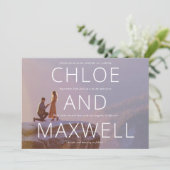 名前モダンはっきりしたと写真の結婚式の招待 セーブザデート (スタンド正面)