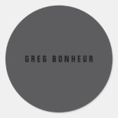 名前モダンまたはその他の文字テンプレート | ダークグレー ラウンドシール (正面)