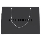 名前モダンまたはその他の文字テンプレート | ダークグレー ラージペーパーバッグ (正面)