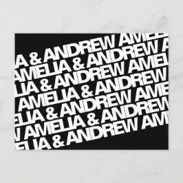 名前モダンウェディング日付の保存 案内ポストカード