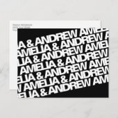 名前モダンウェディング日付の保存 案内ポストカード (正面/裏面)