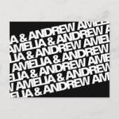 名前モダンウェディング日付の保存 案内ポストカード (正面)