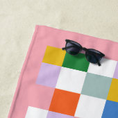 名前モダンキュイカラフル市松模様に1 ビーチタオル (インサイチュ)