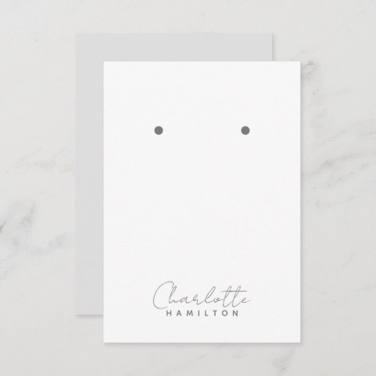 名前モダングパーソナライズされたレートーンイヤリングカード ノートカード (正面/裏面)