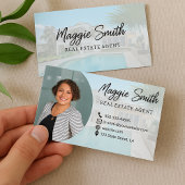 名前モダンスクリプト写真実在Estate Agent 名刺