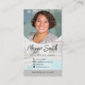 名前モダンスクリプト写真実在Estate Agent Business 名刺 (正面)