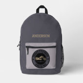 名前モダンパーソナライズされたオートバイモノグラム プリントバックパック (正面)