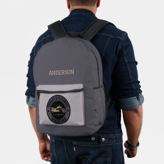 名前モダンパーソナライズされたオートバイモノグラム プリントバックパック (インサイチュ (モデル))