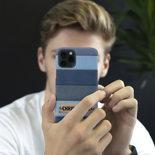 名前モダンパーソナライズされたラベルdenim iPhoneケース