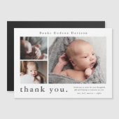 名前モダンフォトコラージュベビーサンキューカード (正面/裏面)