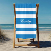 名前モダンフランスの青ストライプのプール ビーチタオル