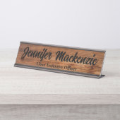 名前モダンプレートウッドグレイン素朴デスクサイン デスクネームプレート (正面)