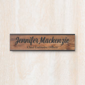 名前モダンプレートウッドグレイン素朴ドアサイン サインプレート (正面)