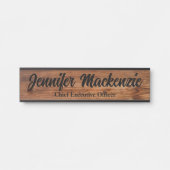 名前モダンプレートウッドグレイン素朴ドアサイン サインプレート (正面)