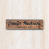 名前モダンプレートウッドグレイン素朴ドアサイン サインプレート (正面)