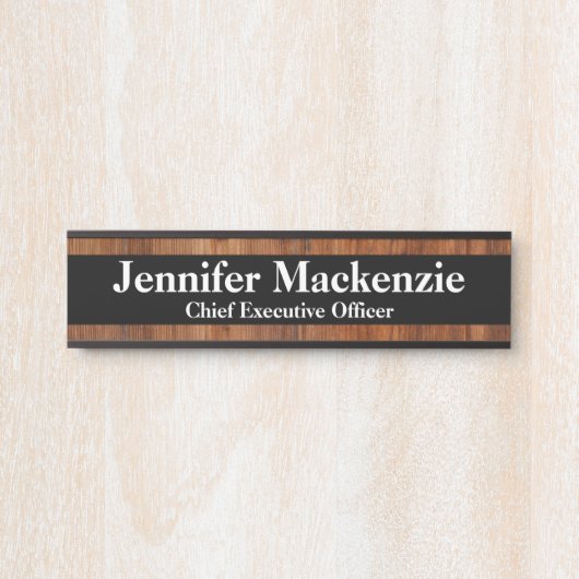 名前モダンプレートウッドグレイン素朴ドアサイン サインプレート (正面)