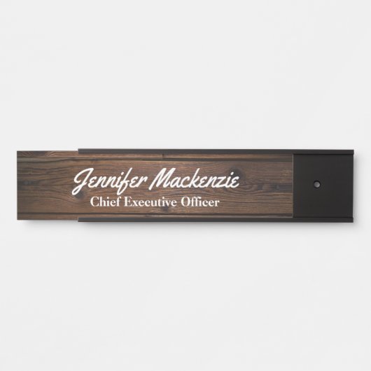 名前モダンプレートウッドグレイン素朴ドアサイン サインプレート (正面)