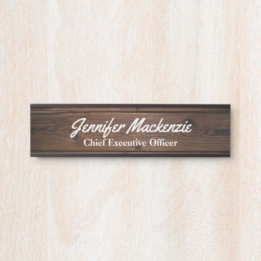 名前モダンプレートウッドグレイン素朴ドアサイン サインプレート (正面)