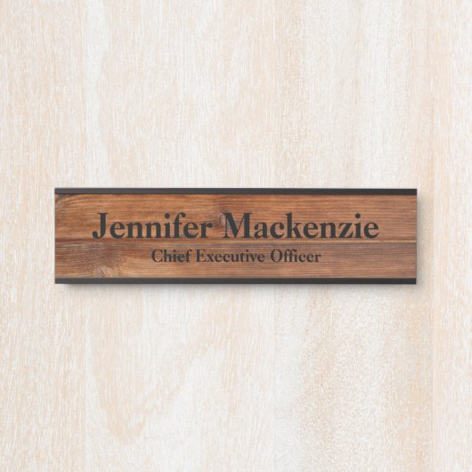 名前モダンプレートウッドグレイン素朴ドアサイン サインプレート (正面)