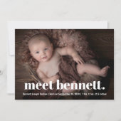 名前モダンベビーフォト誕生 案内状 (正面)