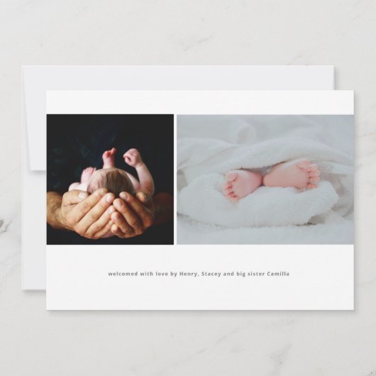 名前モダンベビーフォト誕生 案内状 (裏面)