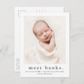 名前モダンベビー写真誕生のお知らせ ポストカード (正面/裏面)