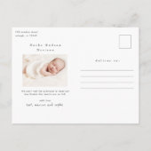 名前モダンベビー写真誕生のお知らせ ポストカード (裏面)