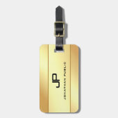 名前モダンモノグラムの金ゴールドルグラマラス ラゲッジタグ (正面縦)