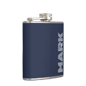 名前モダンモノグラムダークブルー白ストライプ色 フラスク (右)