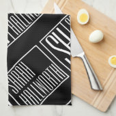 名前モダンモノグラムパターンのイニシャル キッチンタオル (四つ折り)