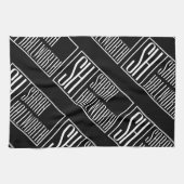 名前モダンモノグラムパターンのイニシャル キッチンタオル (横)