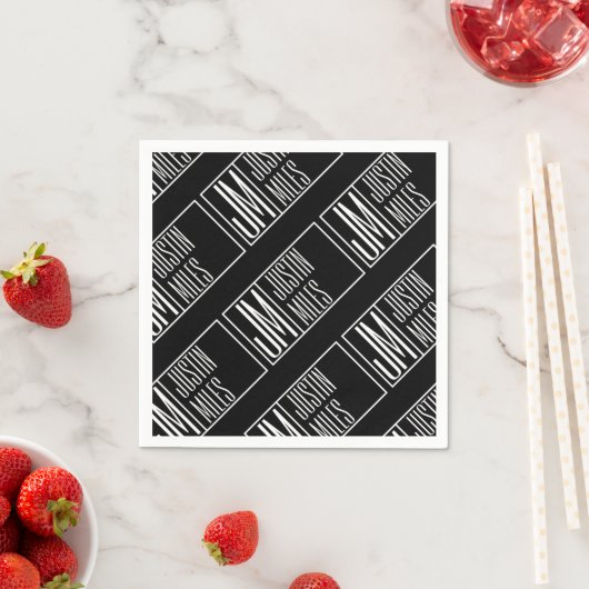 名前モダンモノグラムパターンのイニシャル スタンダードカクテルナプキン (インサイチュ)