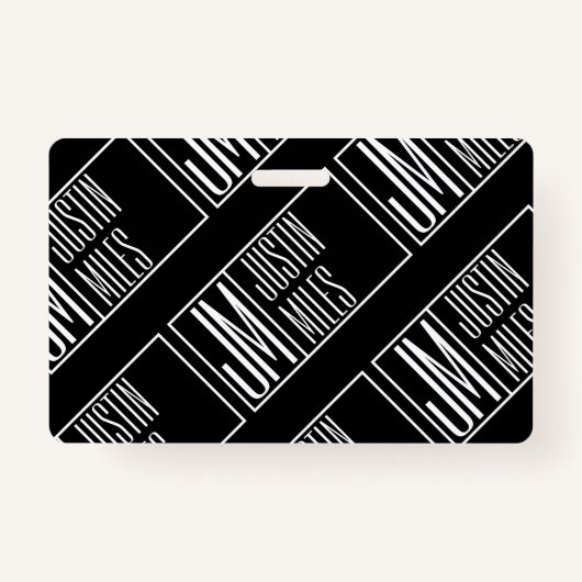 名前モダンモノグラムパターンのイニシャル バッジ (正面)