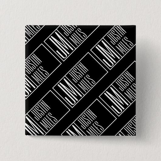 名前モダンモノグラムパターンのイニシャル 缶バッジ (正面)