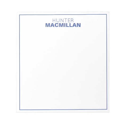 名前モダンモノグラム枠ブパーソナライズされたルー ノートパッド (正面)