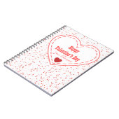 名前モダンレッドピンクハートハッピーバレンタインデー ノートブック (左側)