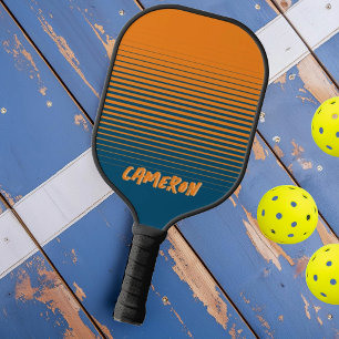 名前モダン付きオレンジブルースポーツフルフェード ピックルボールラケット